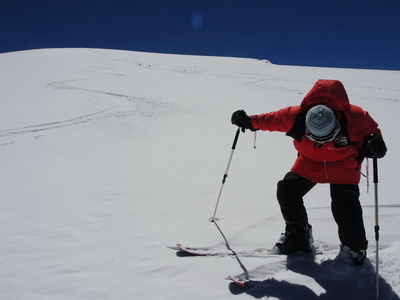 Das Skifahren ging gut, aber nach ein paar Schwüngen hieß es Schnaufen, Schnaufen und nochmal Schnaufen ...
