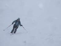 Renate bei der Abfahrt