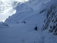 Eisenerzer Reichenstein über NO-Rinne, Abfahrt Rote Rinne