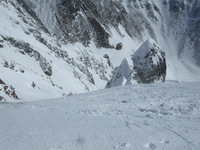 Eisenerzer Reichenstein über NO-Rinne, Abfahrt Rote Rinne