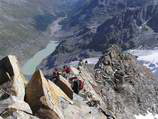 Piz Glüschaint 3593m, Nordflanke und über oberen Nordgrat