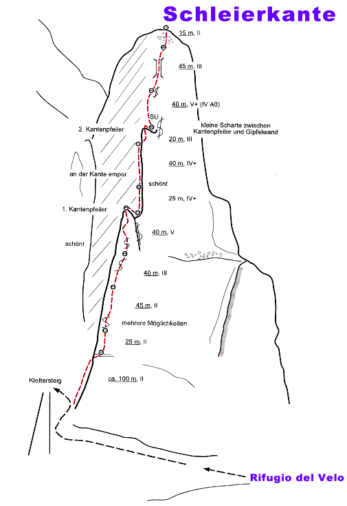 Topo Schleierkante Cima de la Madonna Pala Gruppe